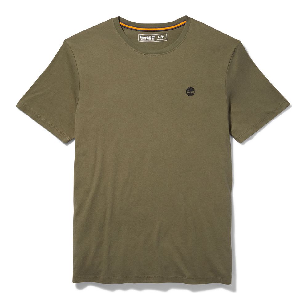 Timberland Μπλουζάκια Ανδρικα Ελιά - Short-Sleeve Logo - Greece 4983765-IQ